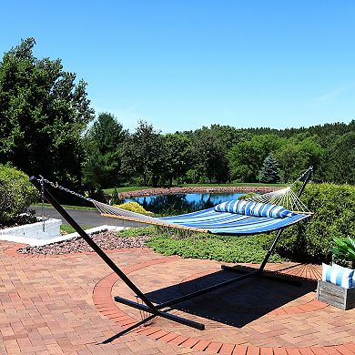 Sunnydaze 2-Person Quilted Fabric Hammock with Steel Stand