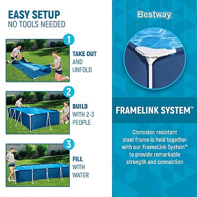 Bestway Steel Pro 9.8' x 6.6' x 26" Rectangular Above Ground Swimming Pool Set