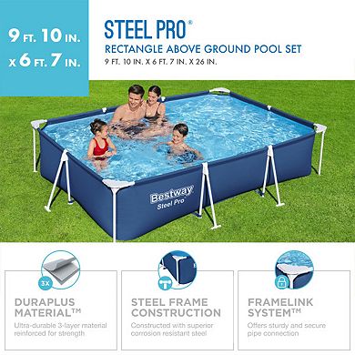 Bestway Steel Pro 9.8' x 6.6' x 26" Rectangular Above Ground Swimming Pool Set
