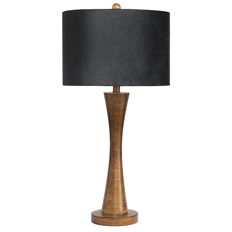 Evolution by Crestview Collection Marci Wood Finished Resin Lamp with Dark Grey Velvet Shade - 15 x 15 x 31.25
