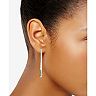 Simply Vera Vera Wang Silver Tone Tan & Clear Crystal Elongated Hoop Earrings
