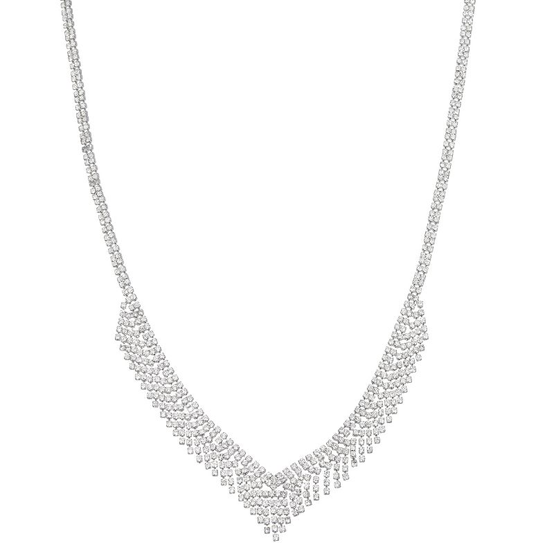 Napier Dazzle Frontal Necklace, Womens, Silver