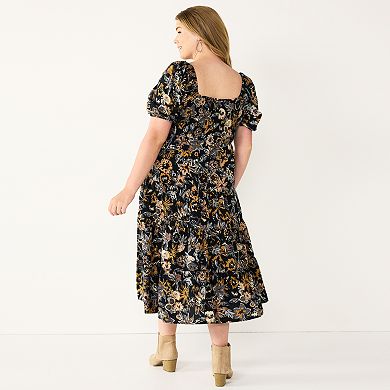 Plus Size Sonoma Goods For Life® Smocked Tiered Midi Dress