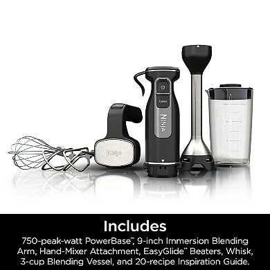 Ninja Foodi Power Mixer System Hand Blender and Hand Mixer Combo with 3 Cup Blending Vessel (CI101)