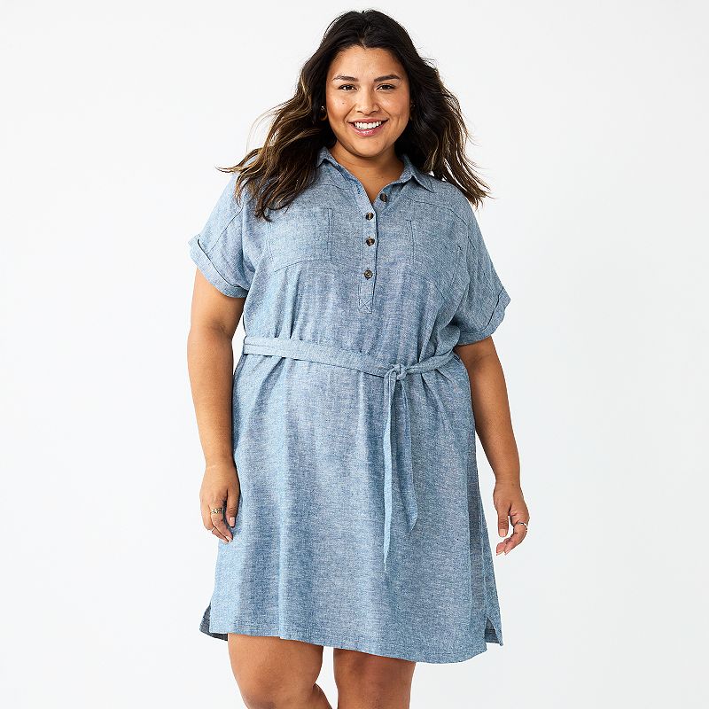 Plus Size Sonoma Goods For Life Henley Shirt Dress, Womens, Size: 0X, Ligh