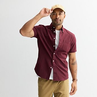 Men's Sonoma Goods For Life® Short Sleeve Perfect Length Button Down Shirt