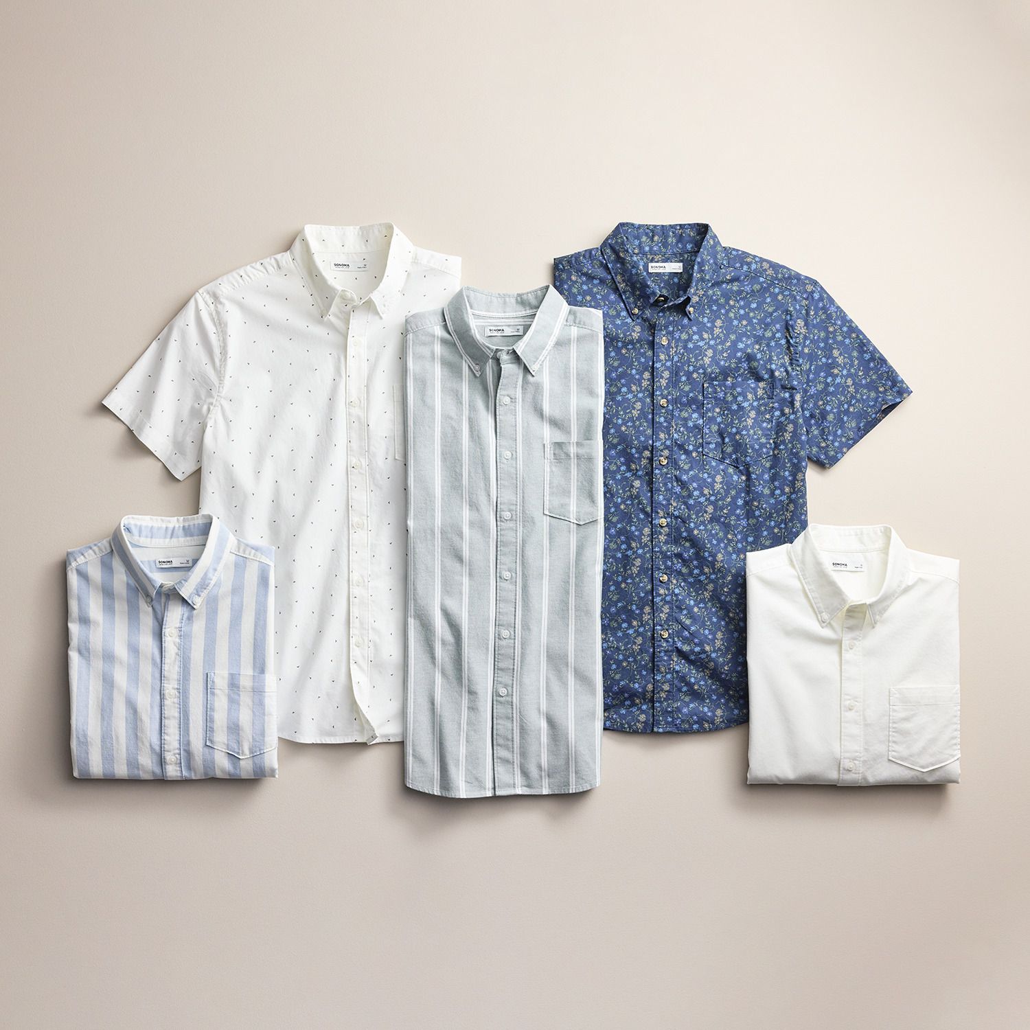 sonoma dress shirts Men's Goods For Life Short Sleeve Perfect Length Button Down Shirt, Size: Small, Cabana Drink Navy 100% COTTON Men's Sonoma Red/Grey/White Plaid Long