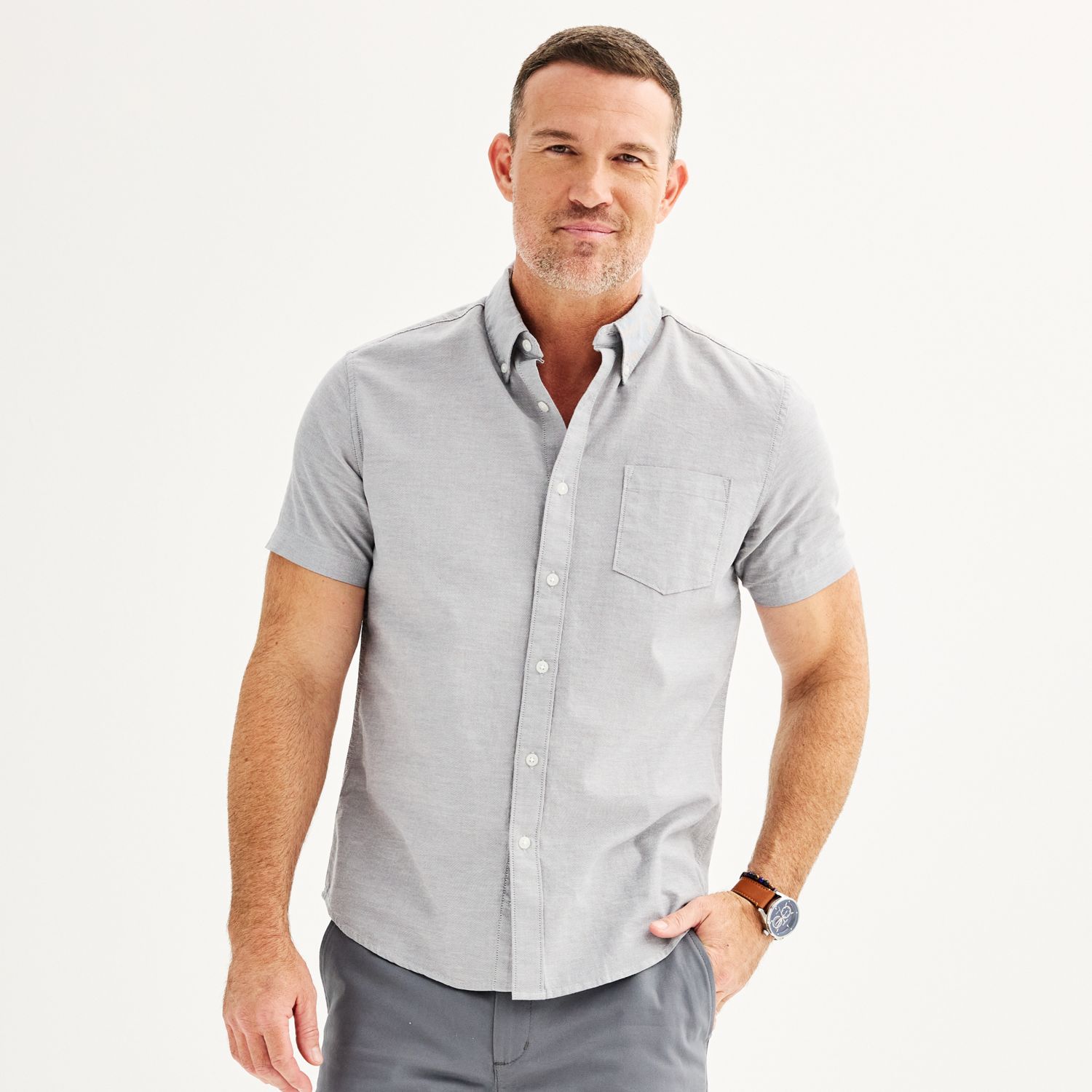 Julius panelled short-sleeved shirt - Grey