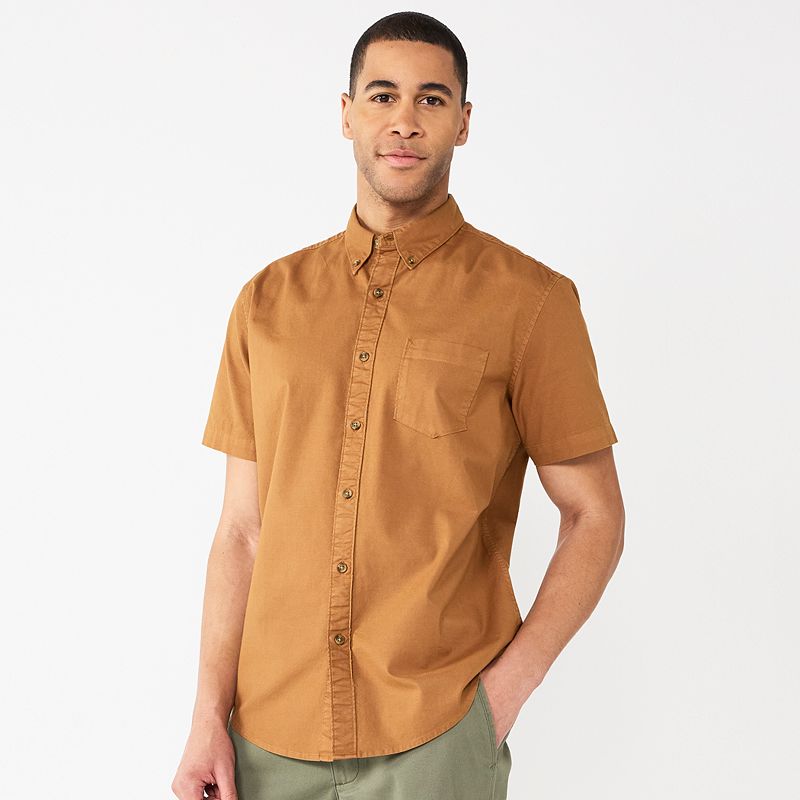 Mens Sonoma Goods For Life Short Sleeve Perfect Length Button Down Shirt, 