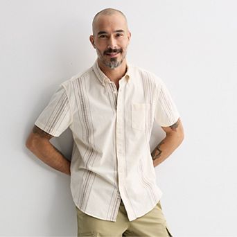 Men's Sonoma Goods For Life® Short Sleeve Perfect Length Button Down Shirt