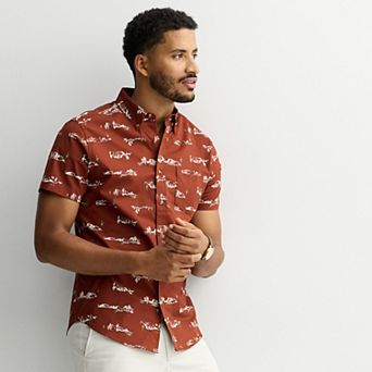 Men's Sonoma Goods For Life® Short Sleeve Perfect Length Button Down Shirt