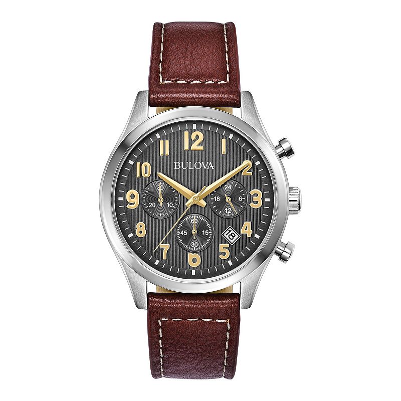 Bulova Men's Classic Chronograph Strap Watch - 96B301, Size: 9", Brown