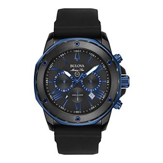 Bulova Men's Marine Star Black Strap Chronograph Watch - 98B308