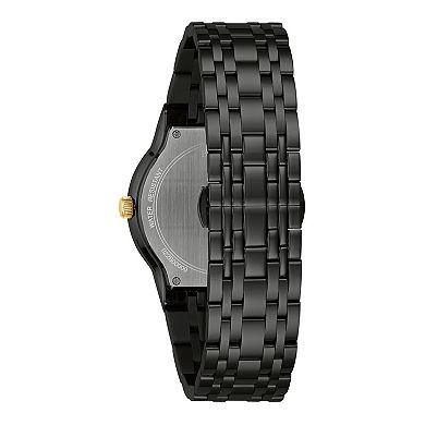 Bulova Men's Black Stainless Steel Diamond Accent Watch - 98D166