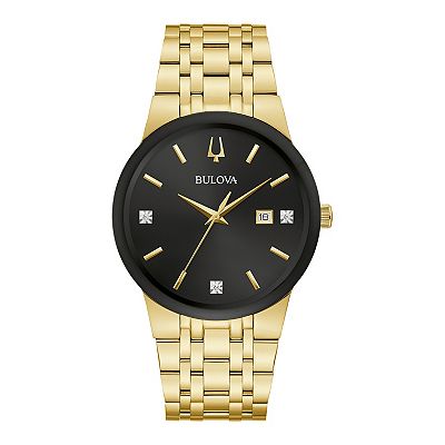 Bulova Men s Gold Tone Diamond Accent Watch 97D127