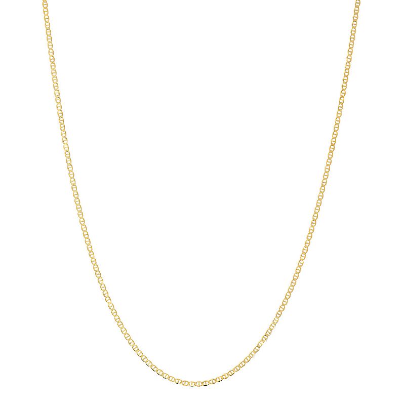 Danecraft 24k Gold Over Silver Flat Link Chain Necklace, Womens, Yellow