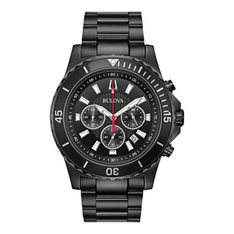 Bulova Men's Black Stainless Steel Chronograph Watch - 98B337