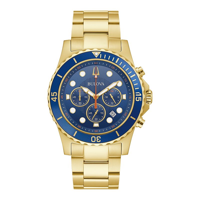Bulova Men's Gold-Tone Dive Style Chronograph Watch - 98B377, Size: 9"