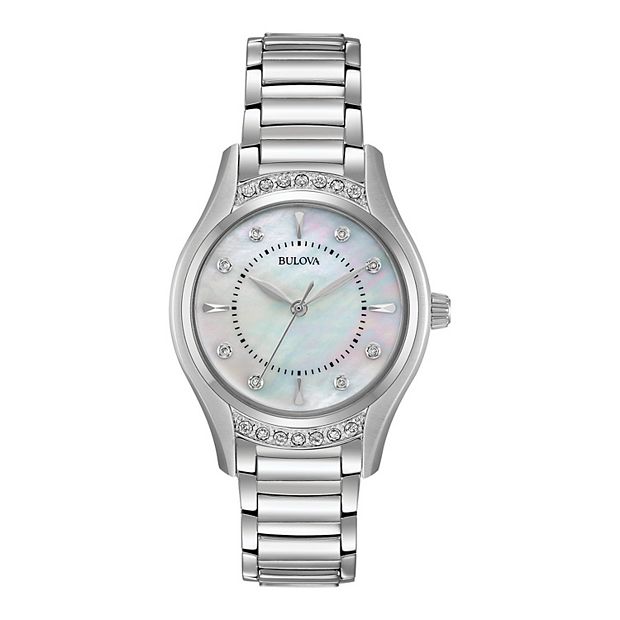 Bulova Women s Stainless Steel Mother Of Pearl Diamond Accent