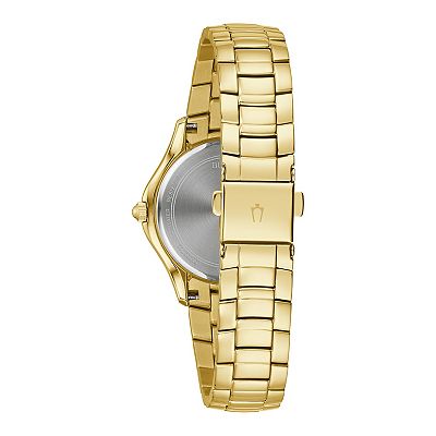 Bulova Womens Watch 98L274 Quartz Crystal Accent Mother selling of Pearl Dial Gold Steel