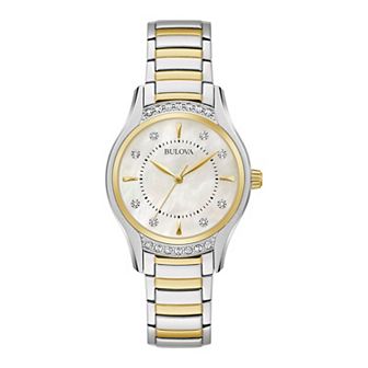 Bulova Women's Two-Tone Mother Of Pearl & Diamond Accent Watch - 98R288
