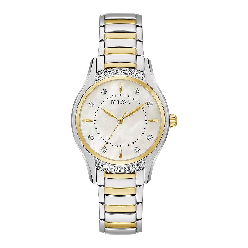 Bulova Women's Two-Tone Mother Of Pearl & Diamond Accent Watch - 98R288, Size: 9"