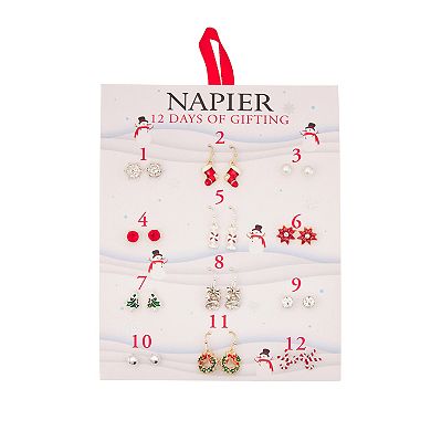 Napier 12 Pack Christmas Stud Earrings