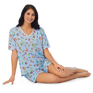 Women's Cuddl Duds® Short Sleeve Pajama Top and Bermuda Pajama Shorts Sleep Set