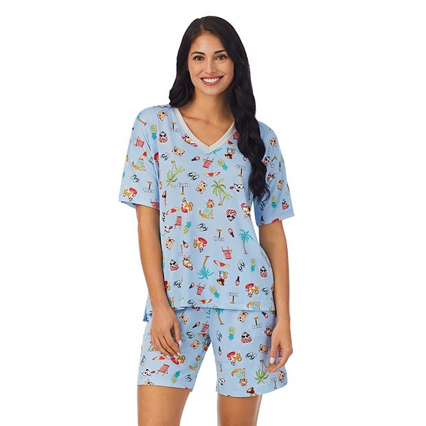 Women s Cuddl Duds Short Sleeve Pajama Top and Bermuda Pajama