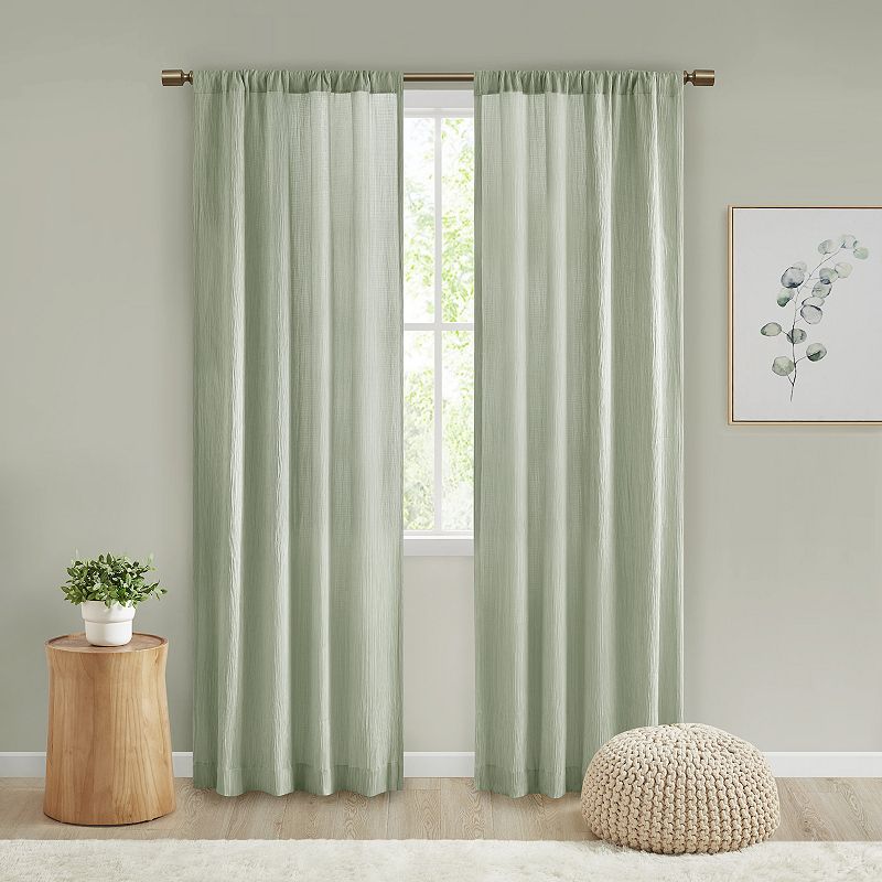 Madison Park 2-pack Valerie Textured Light Filtering Window Curtains, Green