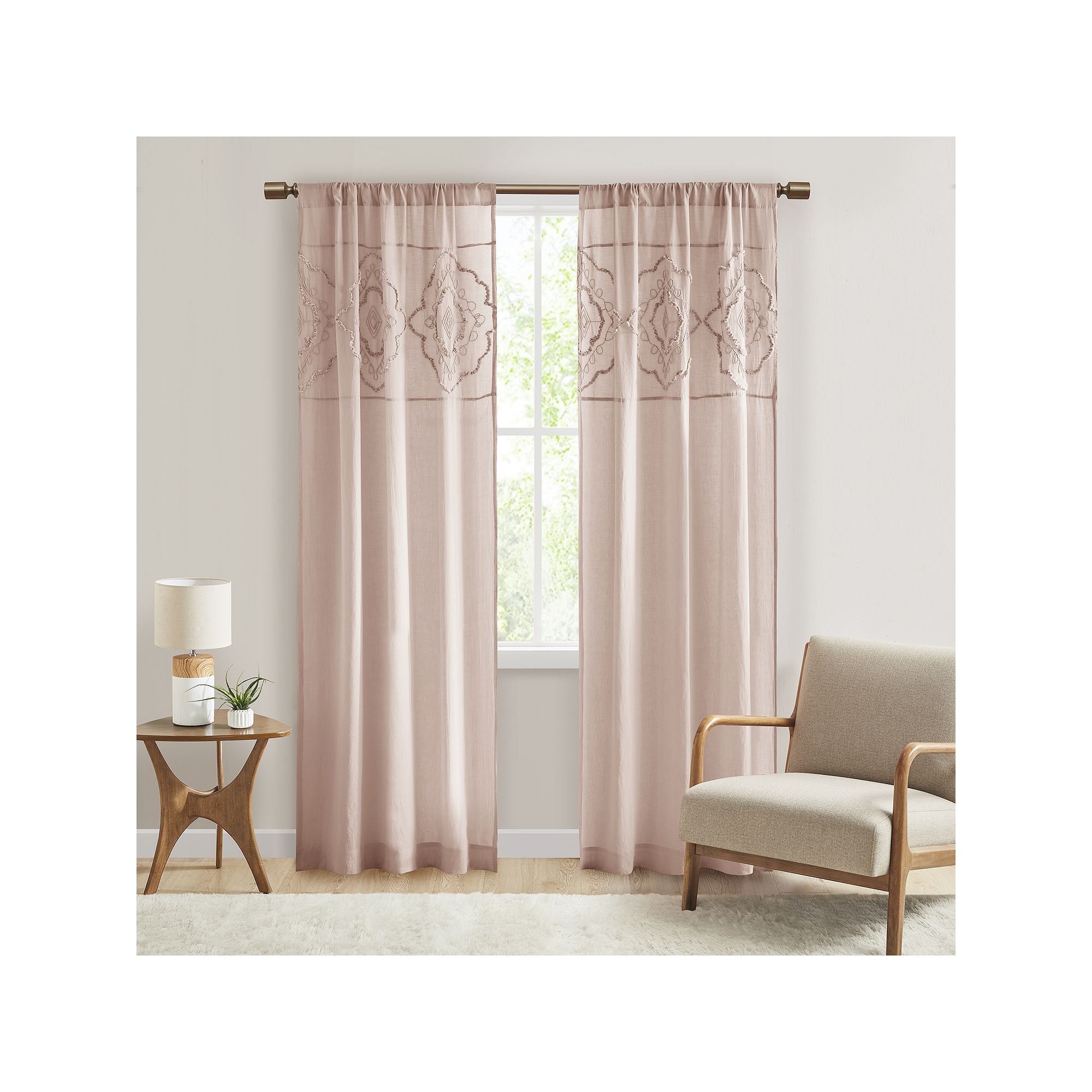 Madison Park 2-pack Luna Cotton Light Filtering Rod Pocket Window Curtains,