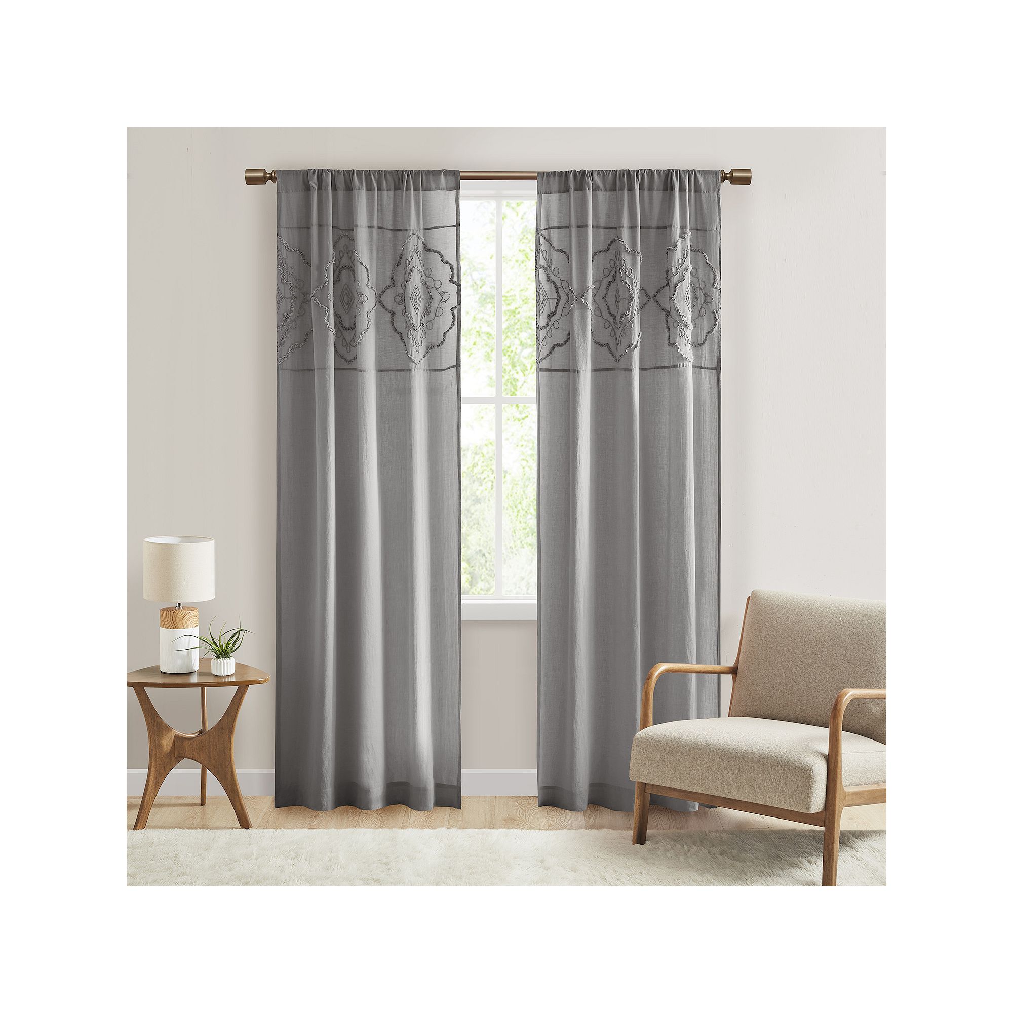 Madison Park 2-pack Luna Cotton Light Filtering Rod Pocket Window Curtains,
