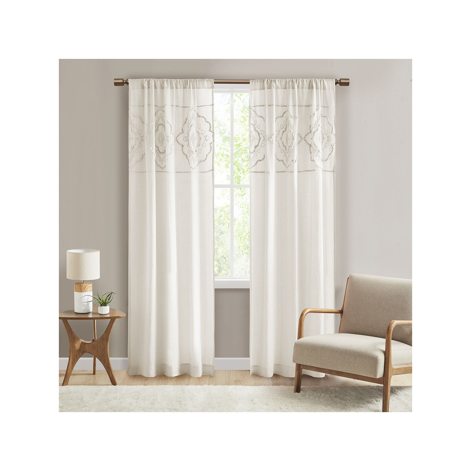 Madison Park 2-pack Luna Cotton Light Filtering Rod Pocket Window Curtains,