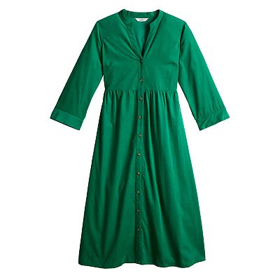 green emerald velvet dress Evelyn Cord Shift Dress-Green Fir main image 1