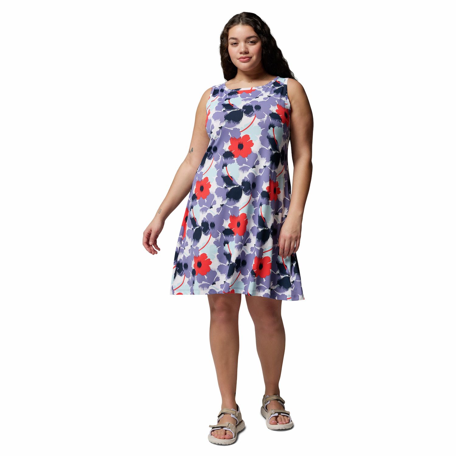 en saison poplin tiered midi dress En Saison Nara Embroidery Detail Cotton Midi Sundress in Navy Natural at Nordstrom, Size Large