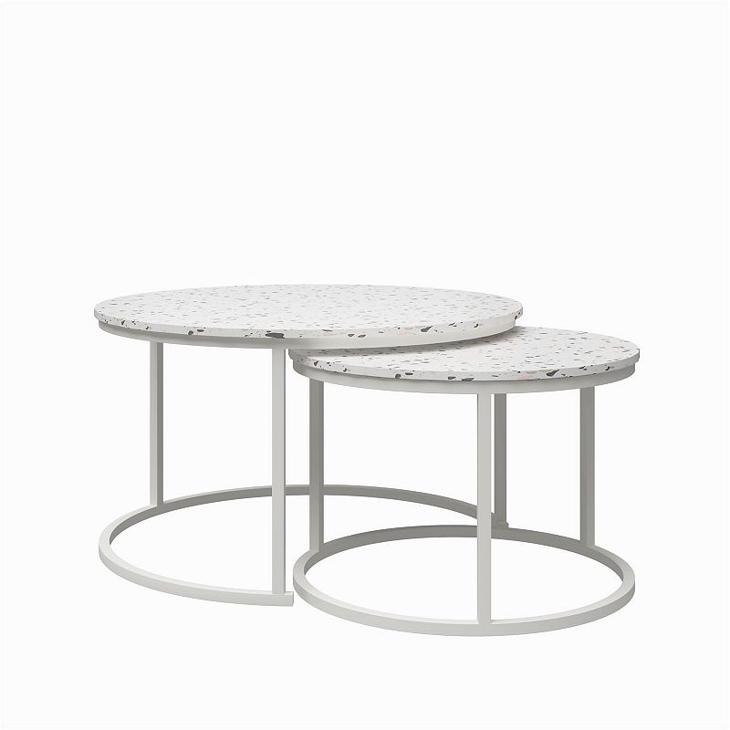 CosmoLiving by Cosmopolitan Amelia Nesting Coffee Table 2-Piece Set, White