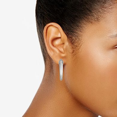 Nine West Silver Tone Curved C-Hoop Earrings