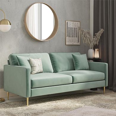 CosmoLiving by Cosmopolitan Highland Velvet Sofa with Pillows