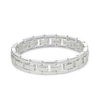 Women's Nine West Silver Tone Metal Chain Stretch Bracelet