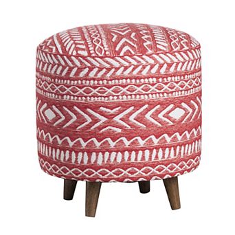 Halvorson Red & White Ottoman Stool