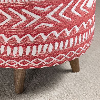 Halvorson Red & White Ottoman Stool