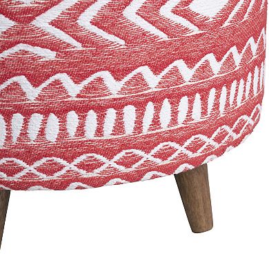 Halvorson Red & White Ottoman Stool