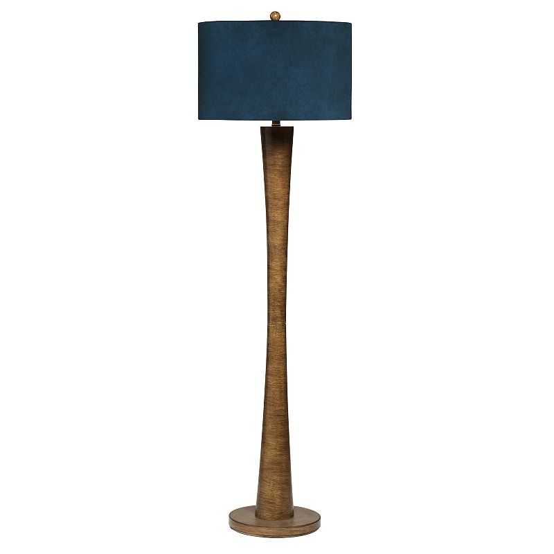 Evolution Norine Wood Resin Lamp Blue Velvet Shade