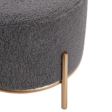 Zanella Round Upholstered Sherpa Stool