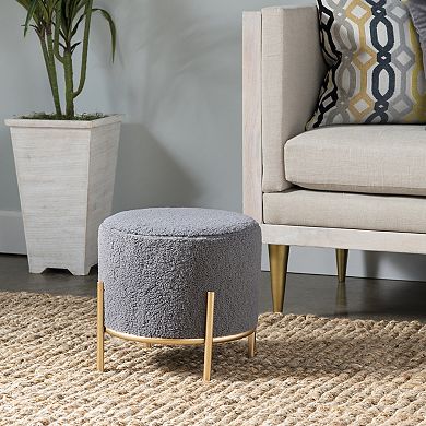 Zanella Round Upholstered Sherpa Stool