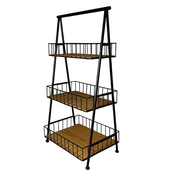 Sonoma Goods For Life® 3Tier Wood & Metal Basket Shelf