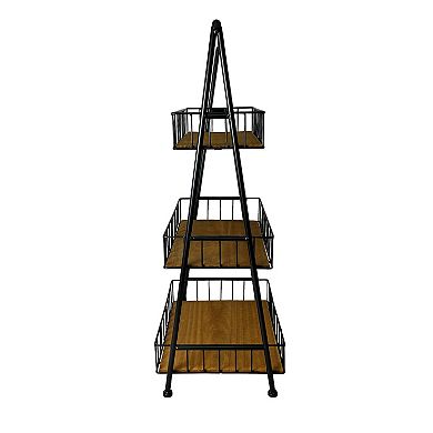 Sonoma Goods For Life® 3-Tier Wood & Metal Basket Shelf