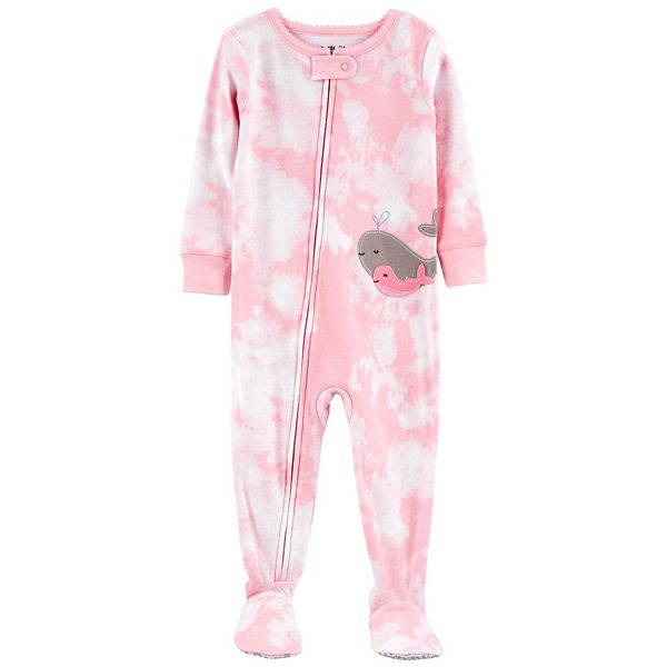 Toddler Girl Carter's Whales Tie Dyed Footed Pajamas