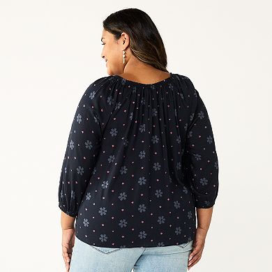 Plus Size Sonoma Goods For Life® Three Quarter Sleeve Top