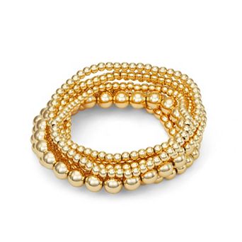 Napier 7 Row Gold Beaded Stretch Bracelet